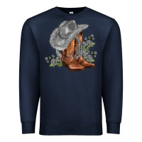 Navy gray cowgirl and roses Premium Sweatshirt - AdoDesignShop