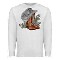 Oatmeal Heather gray cowgirl and roses Premium Sweatshirt - AdoDesignShop