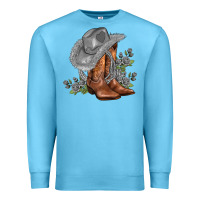Ocean Blue gray cowgirl and roses Premium Sweatshirt - AdoDesignShop