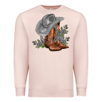 Pale Pink gray cowgirl and roses Premium Sweatshirt - AdoDesignShop
