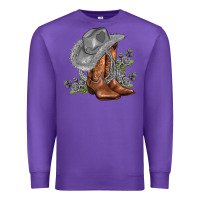 Purple gray cowgirl and roses Premium Sweatshirt - AdoDesignShop