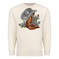 Sandshell gray cowgirl and roses Premium Sweatshirt - AdoDesignShop