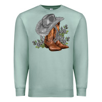 Seafoam gray cowgirl and roses Premium Sweatshirt - AdoDesignShop