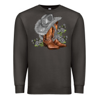 Smoke gray cowgirl and roses Premium Sweatshirt - AdoDesignShop