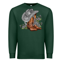 Sports Green gray cowgirl and roses Premium Sweatshirt - AdoDesignShop