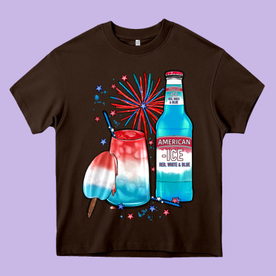 Th Of July Drinks, American Ice Heavy Core Tee Designed By Jahusdesignshop