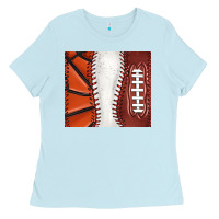 Baby Blue baseball and basketball and football tumbler tbs Ladies Tee - TumblerDesignByShophia