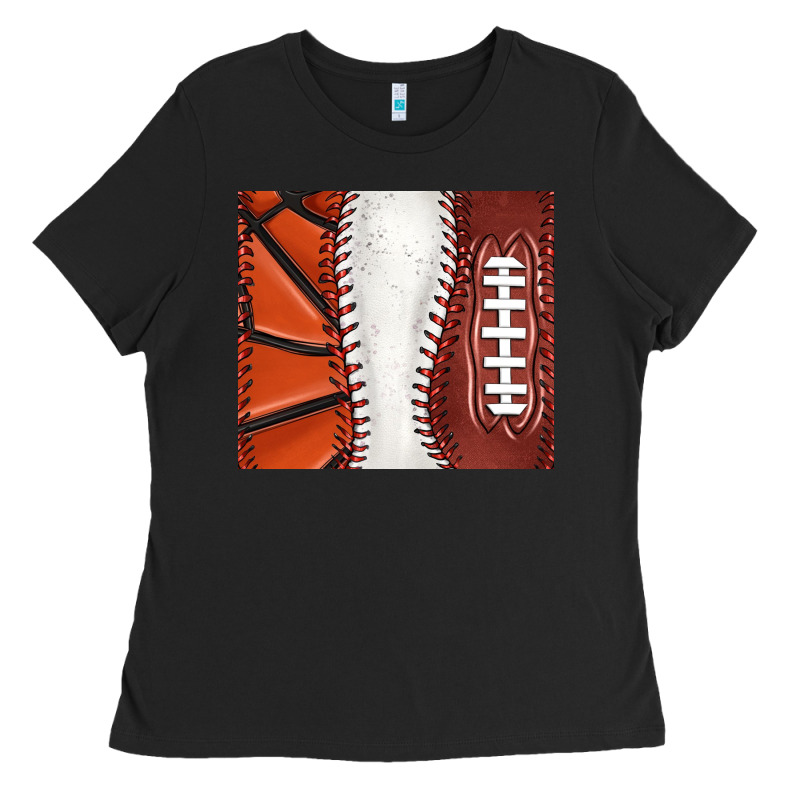 Baseball And Basketball And Football Tumbler Tbs Ladies Tee by TumblerDesignByShophia | Teevron