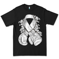 Black Lung Cancer white ribbon with boxing gloves Premium Tee - NancyCooperArtShop