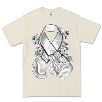 Bone Lung Cancer white ribbon with boxing gloves Premium Tee - NancyCooperArtShop