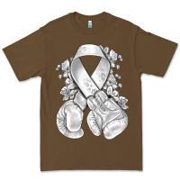 Cacao Lung Cancer white ribbon with boxing gloves Premium Tee - NancyCooperArtShop