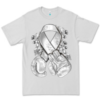 Dove Grey Lung Cancer white ribbon with boxing gloves Premium Tee - NancyCooperArtShop