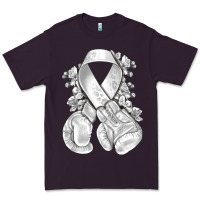 Plum Lung Cancer white ribbon with boxing gloves Premium Tee - NancyCooperArtShop