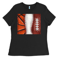 Baseball And Basketball And Football Tumbler Tbs Ladies Tee | Teevron
