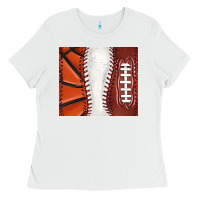 White baseball and basketball and football tumbler tbs Ladies Tee - TumblerDesignByShophia