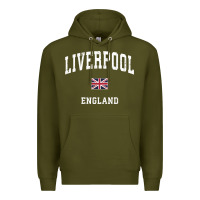 Army Green Liverpool England Vintage Athletic Sports Design Premium Hoodie - longCreatives