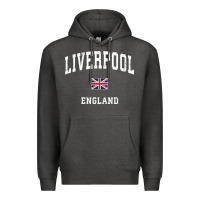 Charcoal Heather Liverpool England Vintage Athletic Sports Design Premium Hoodie - longCreatives