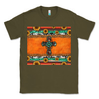 Army Green sunflowers cross aztec pattern Classic Tee - Jasminsmagicworld