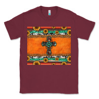 Burgundy sunflowers cross aztec pattern Classic Tee - Jasminsmagicworld