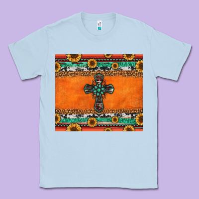 Sunflowers Cross Aztec Pattern Classic Tee Designed By Jasminsmagicworld