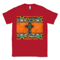 Red sunflowers cross aztec pattern Classic Tee - Jasminsmagicworld