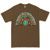 Cacao Western Rainbow with Leopard and Gemstone Premium Tee - texasbilliewilder