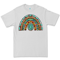 Dove Grey Western Rainbow with Leopard and Gemstone Premium Tee - texasbilliewilder