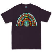 Plum Western Rainbow with Leopard and Gemstone Premium Tee - texasbilliewilder
