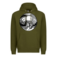 Army Green M.C. Escher Spherical Self Portrait Premium Hoodie - longCreatives