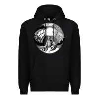 Black M.C. Escher Spherical Self Portrait Premium Hoodie - longCreatives