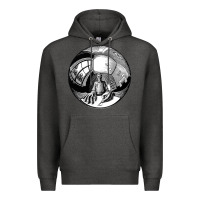 Charcoal Heather M.C. Escher Spherical Self Portrait Premium Hoodie - longCreatives