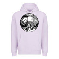 Lilac M.C. Escher Spherical Self Portrait Premium Hoodie - longCreatives
