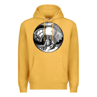 Mustard M.C. Escher Spherical Self Portrait Premium Hoodie - longCreatives