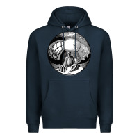 Navy M.C. Escher Spherical Self Portrait Premium Hoodie - longCreatives