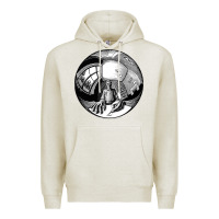 Oatmeal Heather M.C. Escher Spherical Self Portrait Premium Hoodie - longCreatives
