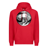 Red M.C. Escher Spherical Self Portrait Premium Hoodie - longCreatives