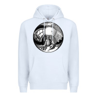 White M.C. Escher Spherical Self Portrait Premium Hoodie - longCreatives