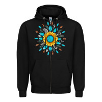 Black gemstone sunflower Zipper Hoodie - Artiststas