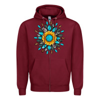 Burgundy gemstone sunflower Zipper Hoodie - Artiststas