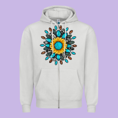 Gemstone Sunflower Zipper Hoodie Designed By Artiststas