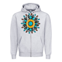 Heather Grey gemstone sunflower Zipper Hoodie - Artiststas