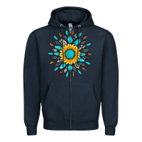 Navy gemstone sunflower Zipper Hoodie - Artiststas