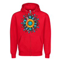 Red gemstone sunflower Zipper Hoodie - Artiststas