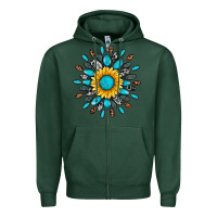 Sports Green gemstone sunflower Zipper Hoodie - Artiststas