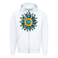 White gemstone sunflower Zipper Hoodie - Artiststas
