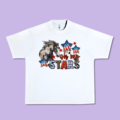 Oh My Stars Horse 4th Of July Urban Heavy Tee Designed By Cowgirlartshop