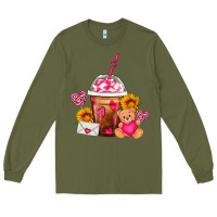 Army Green Valentines Day Frappe Coffee Long Sleeve Tee - FaDigitalArtStudio