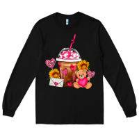 Black Valentines Day Frappe Coffee Long Sleeve Tee - FaDigitalArtStudio