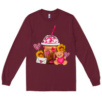 Burgundy Valentines Day Frappe Coffee Long Sleeve Tee - FaDigitalArtStudio
