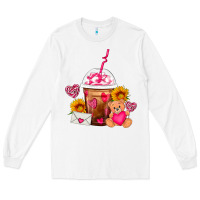 White Valentines Day Frappe Coffee Long Sleeve Tee - FaDigitalArtStudio